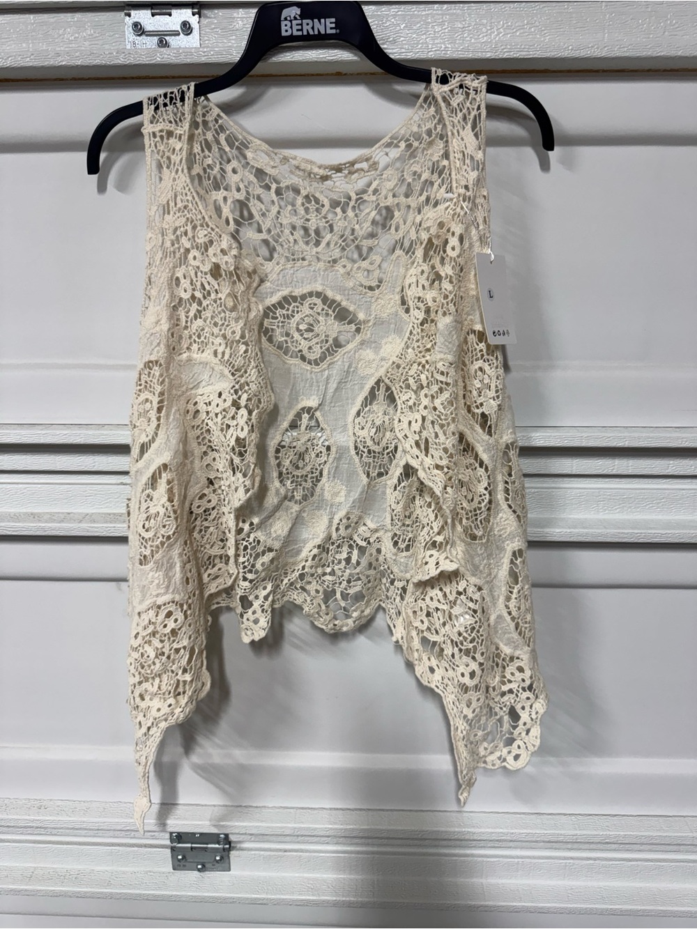 Rosa Clothing Boho Sleeveless Hollow Jacquard Lace Cardigan Beige New One Size
